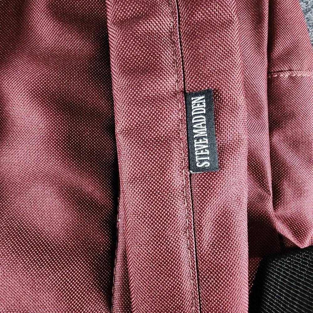 Steve Madden Classic Sport Backpack Oxblood Burgundy‎ Tan Base School Travel